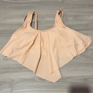 Peach Tan Flowy Ruffle Bikini Top Bralette Swim Top Adjustable Straps Size M